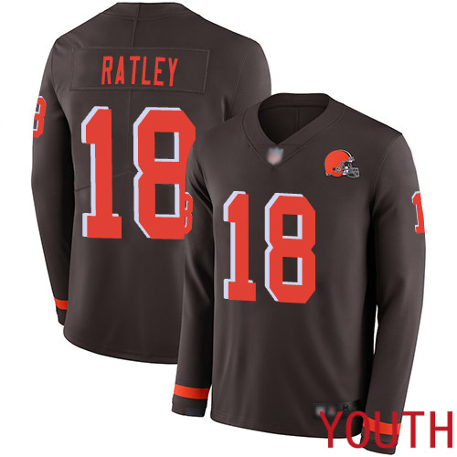 Cleveland Browns Damion Ratley Youth Brown Limited Jersey #18 NFL Football Therma Long Sleeve->youth nfl jersey->Youth Jersey